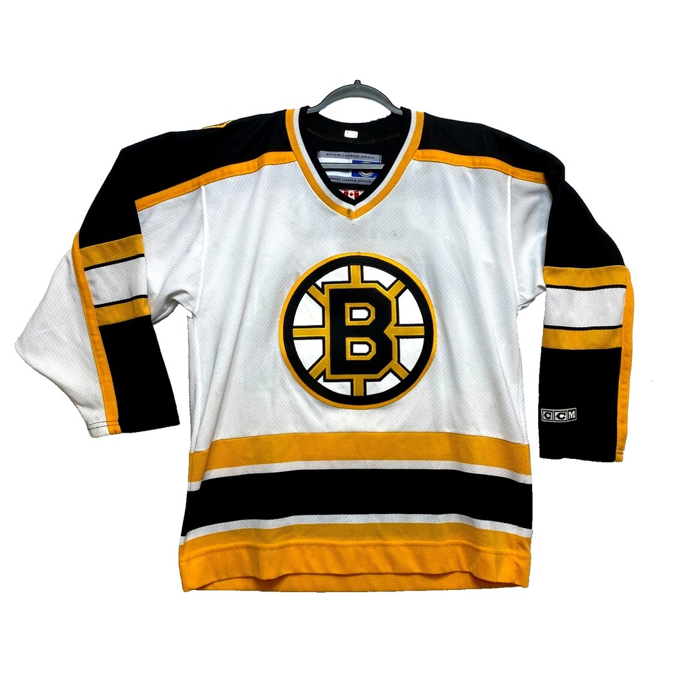 CCM Boston Bruins Jersey Mens Medium White Hockey Made In Canada Cavalli #24